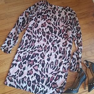Bar III Ling Sleeve Leopard Dress XS